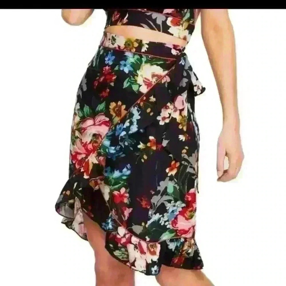 Free People Wrap Black Floral Mini Skirt - Picture 5 of 6